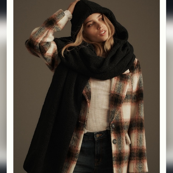 Anthropologie Accessories - Anthropologie Cozy Boucle Hood Scarf - black